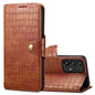 Pour Samsung Galaxy A23 5G Étui de téléphone en cuir avec bordure huilée et texture crocodile Denior (marron)