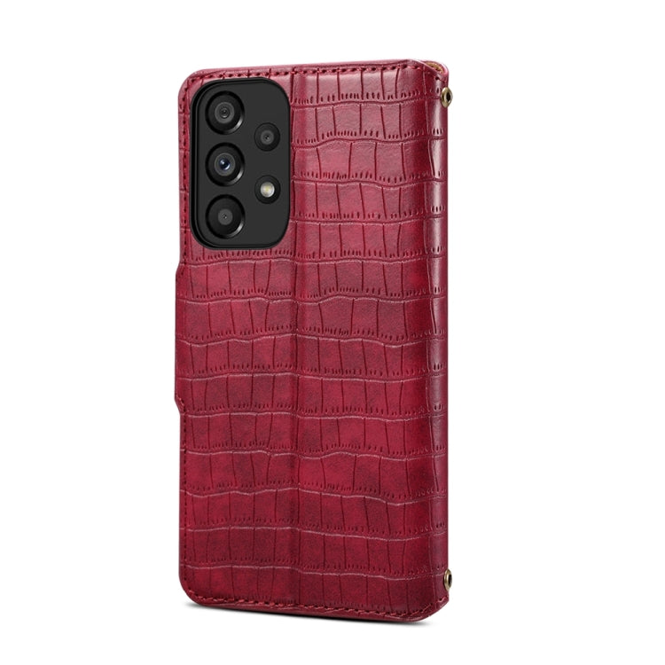 For Samsung Galaxy A23 5G Denior Crocodile Texture Oil Edge Leather Phone Case(Rose Red)