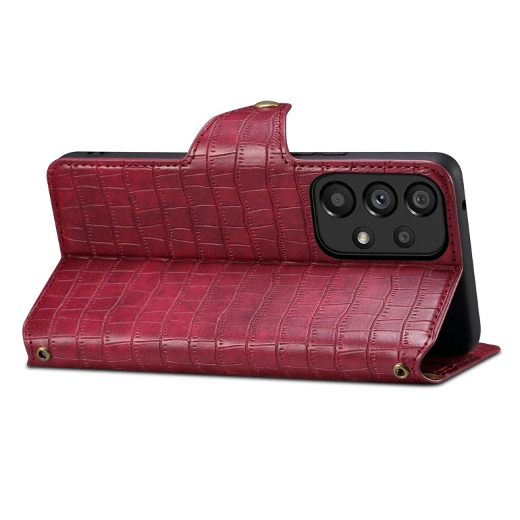 For Samsung Galaxy A23 5G Denior Crocodile Texture Oil Edge Leather Phone Case(Rose Red)