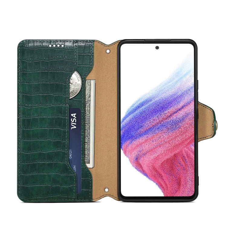 For Samsung Galaxy A23 5G Denior Crocodile Texture Oil Edge Leather Phone Case(Green)