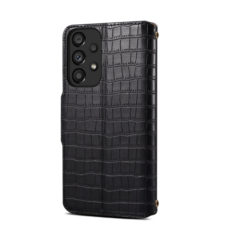 For Samsung Galaxy A32 Denior Crocodile Texture Oil Edge Leather Phone Case(Black)