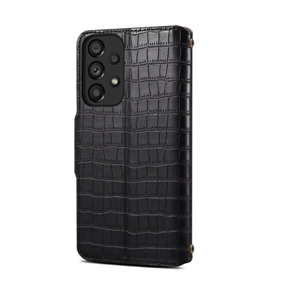 For Samsung Galaxy A32 Denior Crocodile Texture Oil Edge Leather Phone Case(Black)