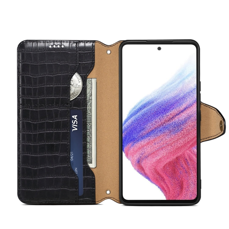 For Samsung Galaxy A32 Denior Crocodile Texture Oil Edge Leather Phone Case(Black)