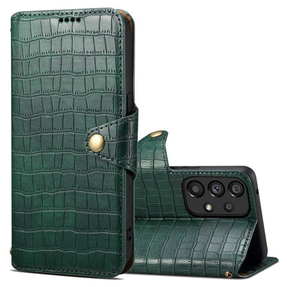 For Samsung Galaxy A52 Denior Crocodile Texture Oil Edge Leather Phone Case(Green)