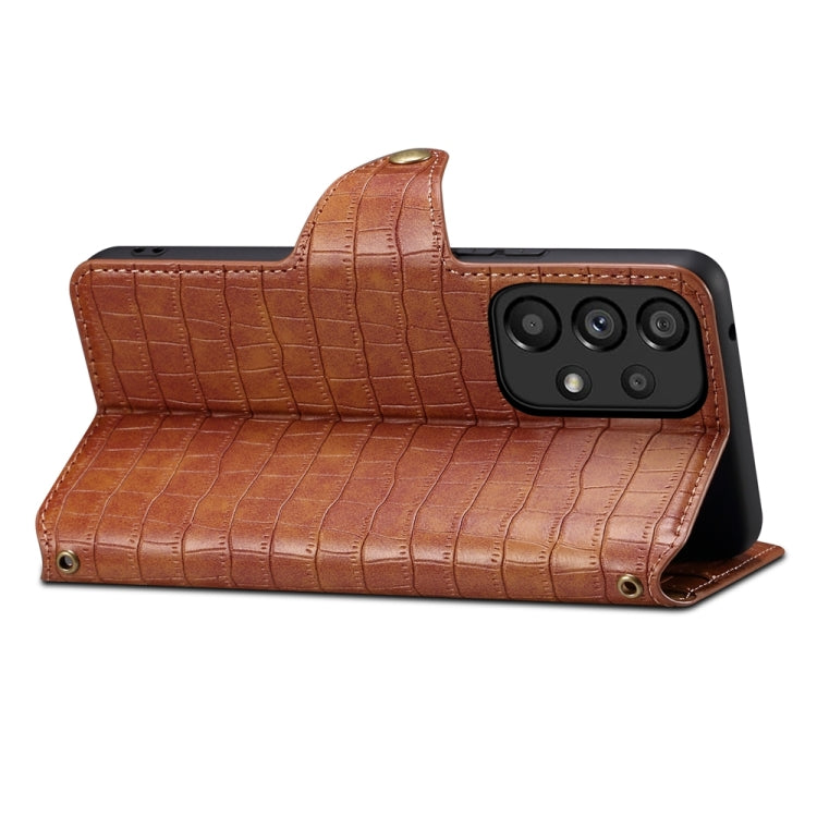 For Samsung Galaxy A53 5G Denior Crocodile Texture Oil Edge Leather Phone Case(Brown)