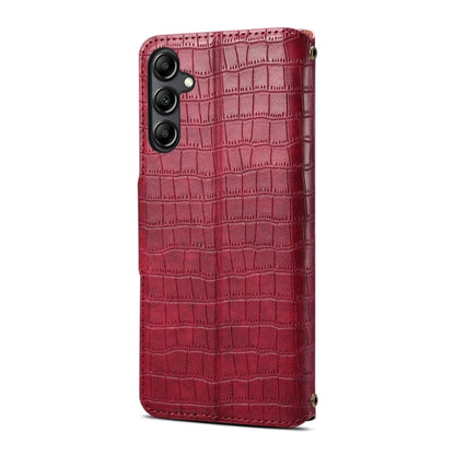 For Samsung Galaxy A05s Denior Crocodile Texture Oil Edge Leather Phone Case(Rose Red)