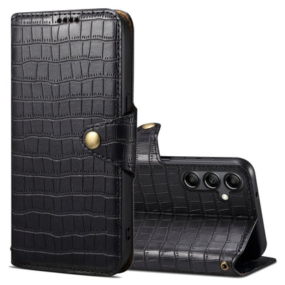 For Samsung Galaxy A05s Denior Crocodile Texture Oil Edge Leather Phone Case(Black)