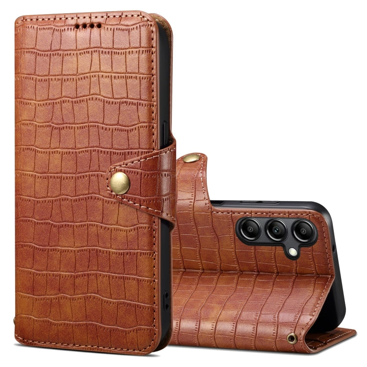For Samsung Galaxy A34 5G Denior Crocodile Texture Oil Edge Leather Phone Case(Brown)