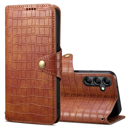 For Samsung Galaxy A34 5G Denior Crocodile Texture Oil Edge Leather Phone Case(Brown)