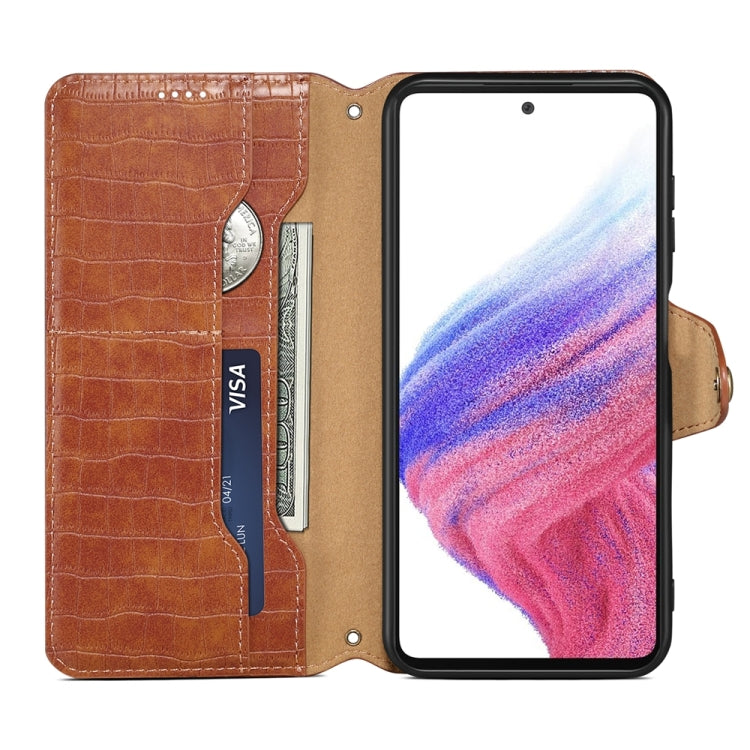 For Samsung Galaxy A34 5G Denior Crocodile Texture Oil Edge Leather Phone Case(Brown)