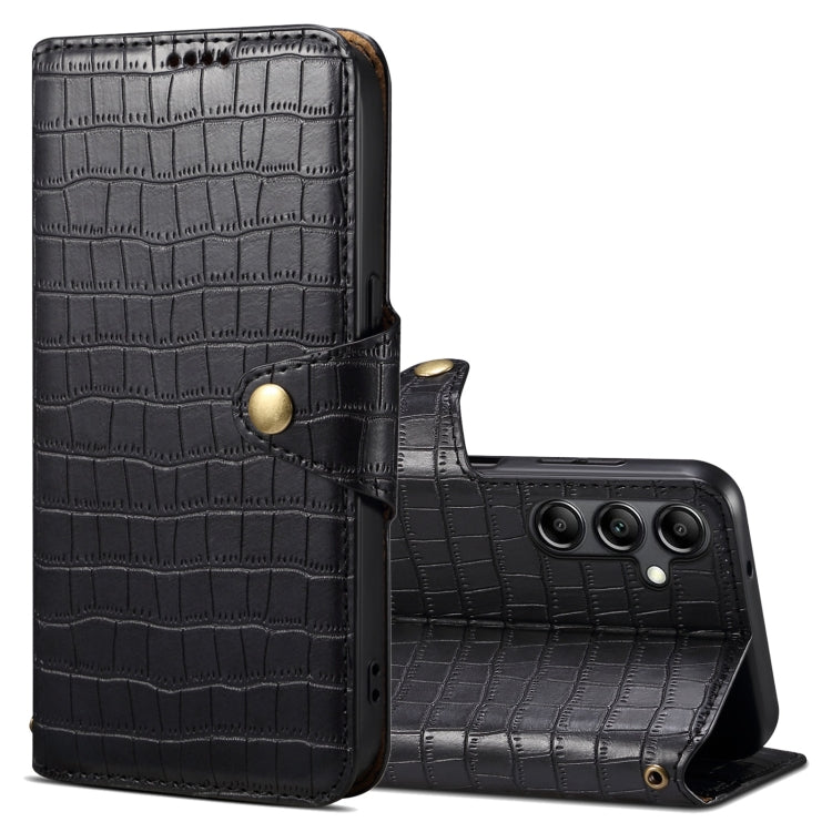 For Samsung Galaxy A34 5G Denior Crocodile Texture Oil Edge Leather Phone Case(Black)