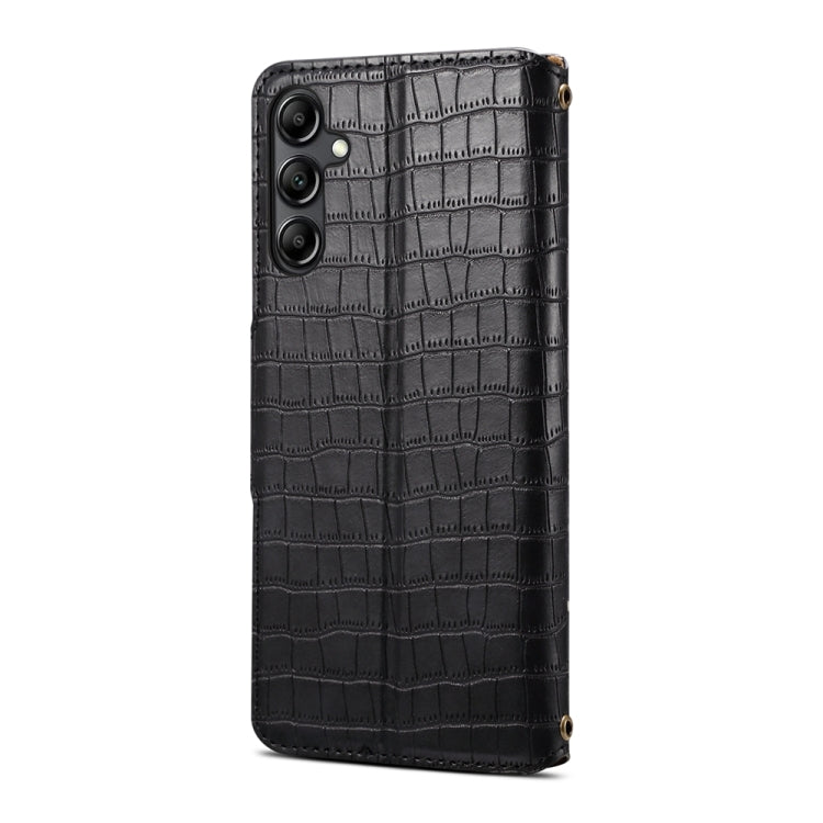 For Samsung Galaxy S23 FE Denior Crocodile Texture Oil Edge Leather Phone Case(Black)