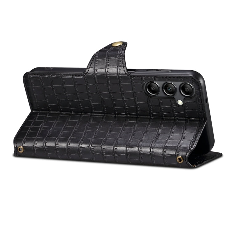 For Samsung Galaxy S23 Denior Crocodile Texture Oil Edge Leather Phone Case(Black)