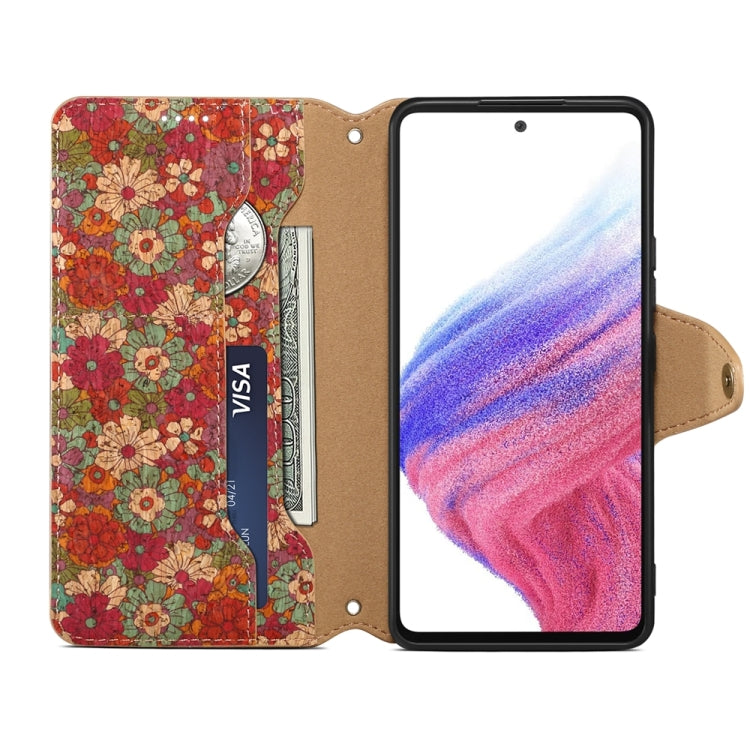 For Samsung Galaxy A23 5G Denior Flower Language Series Cork Fabric Oil Edge Leather Phone Case(Summer)