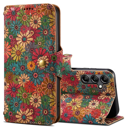 For Samsung Galaxy A24 5G Denior Flower Language Series Cork Fabric Oil Edge Leather Phone Case(Spring)