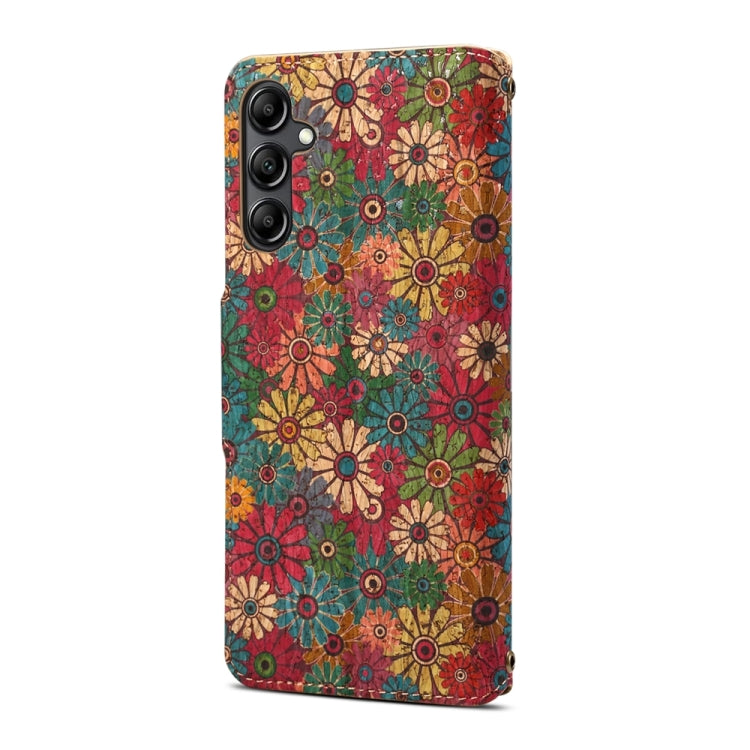 For Samsung Galaxy A54 5G Denior Flower Language Series Cork Fabric Oil Edge Leather Phone Case(Spring)