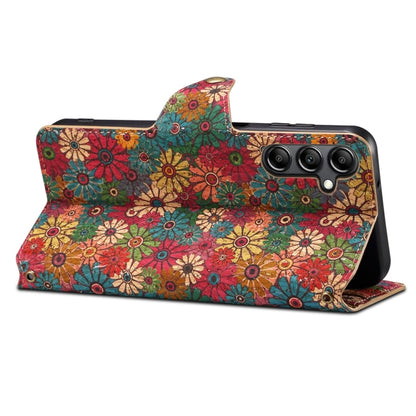 For Samsung Galaxy A54 5G Denior Flower Language Series Cork Fabric Oil Edge Leather Phone Case(Spring)