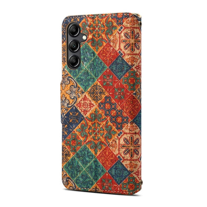 For Samsung Galaxy A54 5G Denior Flower Language Series Cork Fabric Oil Edge Leather Phone Case(Winter)