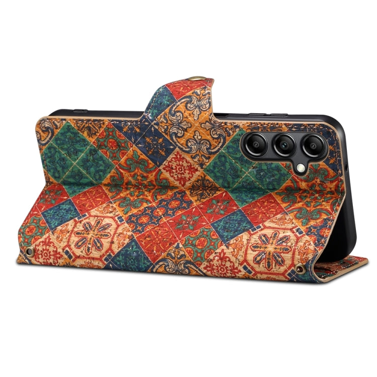For Samsung Galaxy A54 5G Denior Flower Language Series Cork Fabric Oil Edge Leather Phone Case(Winter)