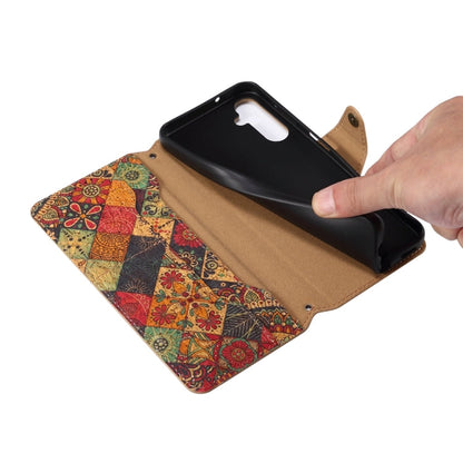 For Samsung Galaxy A54 5G Denior Flower Language Series Cork Fabric Oil Edge Leather Phone Case(Winter)