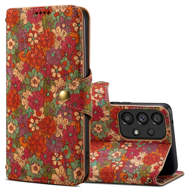 For Samsung Galaxy A53 5G Denior Flower Language Series Cork Fabric Oil Edge Leather Phone Case(Summer)