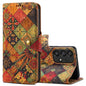 Pour Samsung Galaxy A53 5G Étui de téléphone en cuir bord huilé en liège de la série Denior Flower Language (Automne)