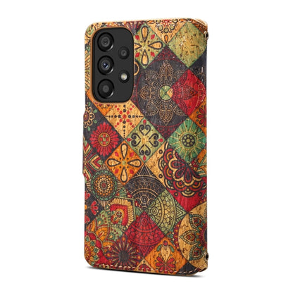 Pour Samsung Galaxy A53 5G Étui de téléphone en cuir bord huilé en liège de la série Denior Flower Language (Automne)