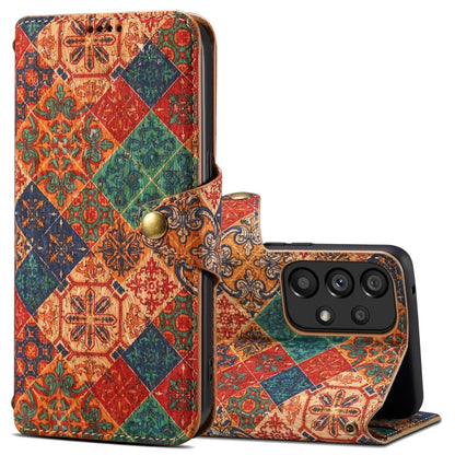For Samsung Galaxy A32 Denior Flower Language Series Cork Fabric Oil Edge Leather Phone Case(Winter)
