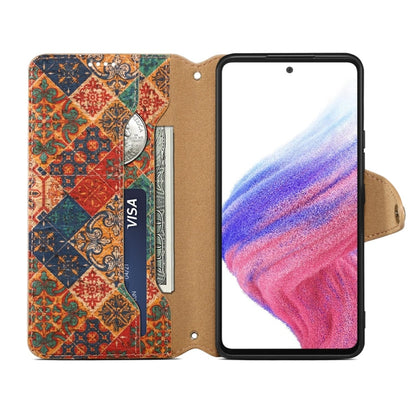 For Samsung Galaxy A52 Denior Flower Language Series Cork Fabric Oil Edge Leather Phone Case(Winter)