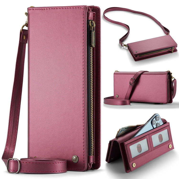 Étui universel pour téléphone avec portefeuille CaseMe ME10 et lanière (rouge bordeaux)