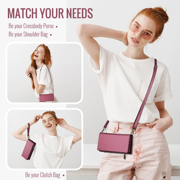 Étui universel pour téléphone avec portefeuille CaseMe ME10 et lanière (rouge bordeaux)