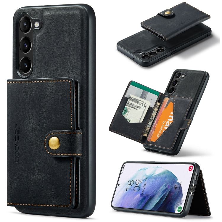 Pour Samsung Galaxy S24 5G JEEHOOD J01 Coque de téléphone portefeuille magnétique rétro détachable (Noir)