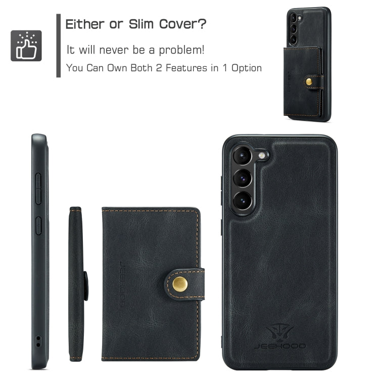 Pour Samsung Galaxy S24 5G JEEHOOD J01 Coque de téléphone portefeuille magnétique rétro détachable (Noir)