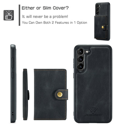 Pour Samsung Galaxy S24 5G JEEHOOD J01 Coque de téléphone portefeuille magnétique rétro détachable (Noir)