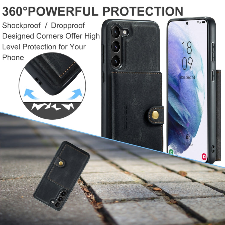 Pour Samsung Galaxy S24 5G JEEHOOD J01 Coque de téléphone portefeuille magnétique rétro détachable (Noir)