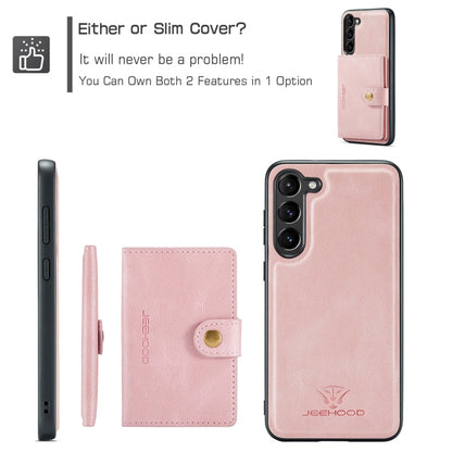 For Samsung Galaxy S24 5G JEEHOOD J01 Retro Magnetic Detachable Wallet Phone Case(Pink)