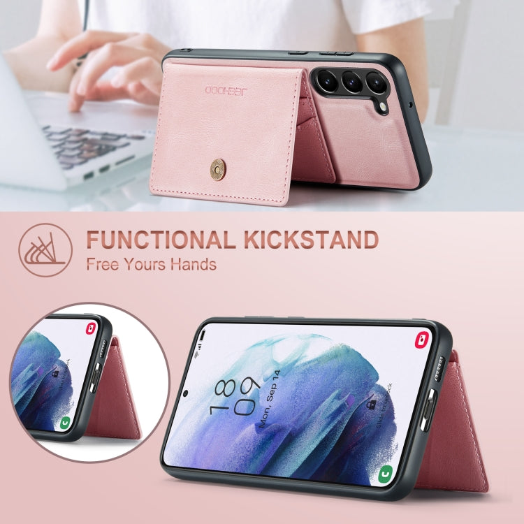 For Samsung Galaxy S24 5G JEEHOOD J01 Retro Magnetic Detachable Wallet Phone Case(Pink)