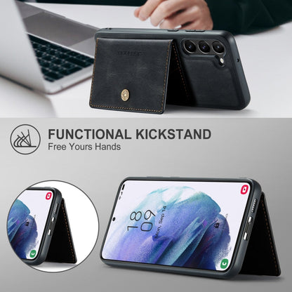 For Samsung Galaxy S24+ 5G JEEHOOD J01 Retro Magnetic Detachable Wallet Phone Case(Black)