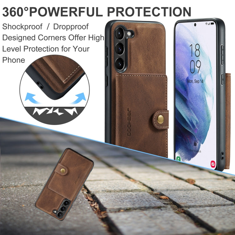For Samsung Galaxy S24+ 5G JEEHOOD J01 Retro Magnetic Detachable Wallet Phone Case(Brown)