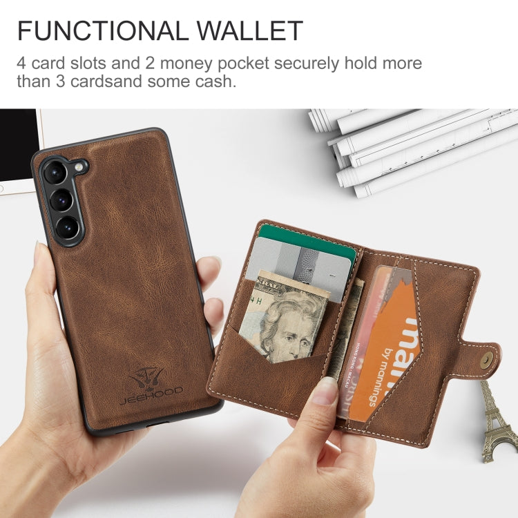 For Samsung Galaxy S24+ 5G JEEHOOD J01 Retro Magnetic Detachable Wallet Phone Case(Brown)
