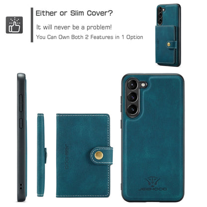 For Samsung Galaxy S24+ 5G JEEHOOD J01 Retro Magnetic Detachable Wallet Phone Case(Blue)