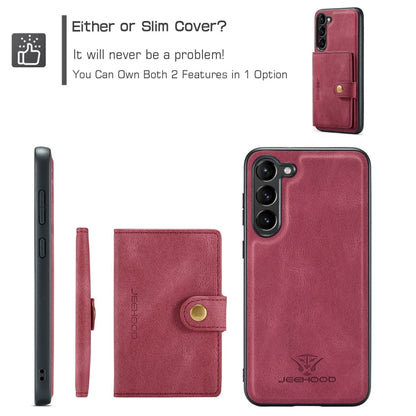 For Samsung Galaxy S24+ 5G JEEHOOD J01 Retro Magnetic Detachable Wallet Phone Case(Red)