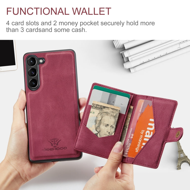 For Samsung Galaxy S24+ 5G JEEHOOD J01 Retro Magnetic Detachable Wallet Phone Case(Red)