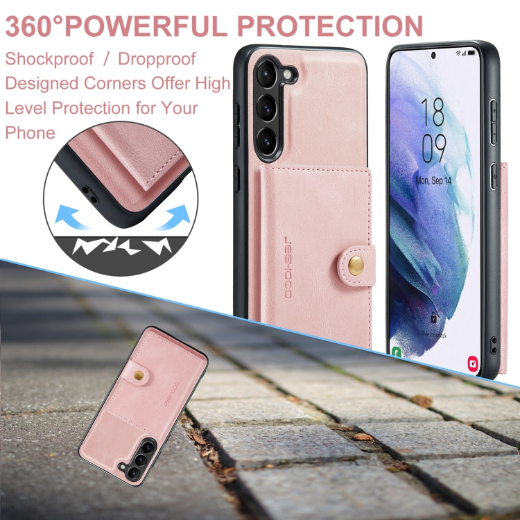 For Samsung Galaxy S24+ 5G JEEHOOD J01 Retro Magnetic Detachable Wallet Phone Case(Pink)