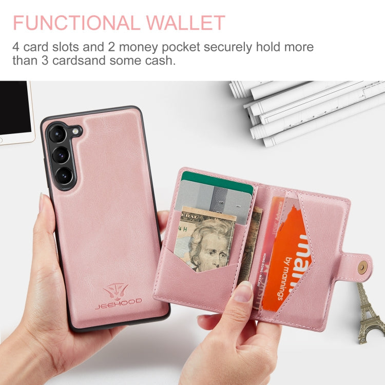 For Samsung Galaxy S24+ 5G JEEHOOD J01 Retro Magnetic Detachable Wallet Phone Case(Pink)