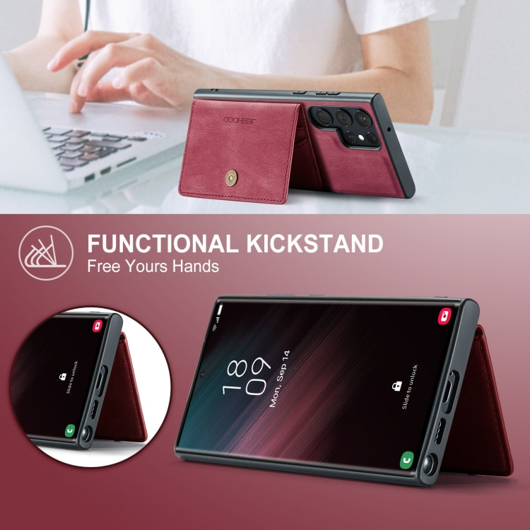 Pour Samsung Galaxy S24 Ultra 5G, étui portefeuille magnétique détachable rétro JEEHOOD J01 (rouge)