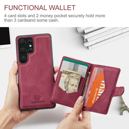 Pour Samsung Galaxy S24 Ultra 5G, étui portefeuille magnétique détachable rétro JEEHOOD J01 (rouge)