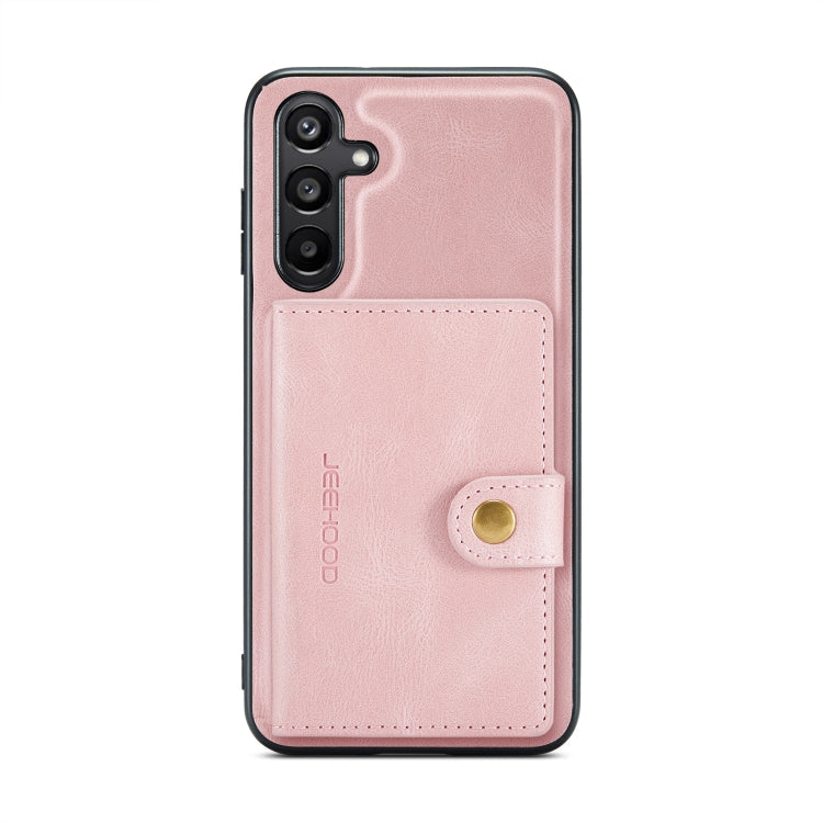 For Samsung Galaxy A15 5G JEEHOOD J01 Retro Magnetic Detachable Wallet Phone Case(Pink)