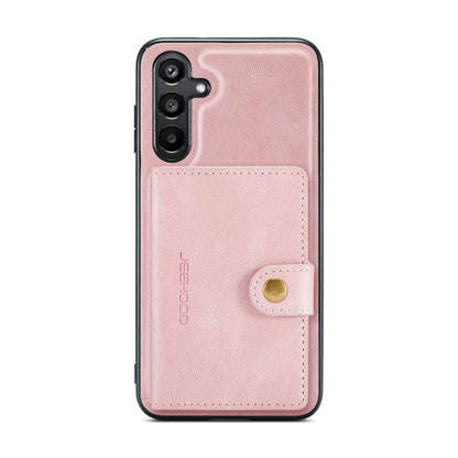 For Samsung Galaxy A15 5G JEEHOOD J01 Retro Magnetic Detachable Wallet Phone Case(Pink)