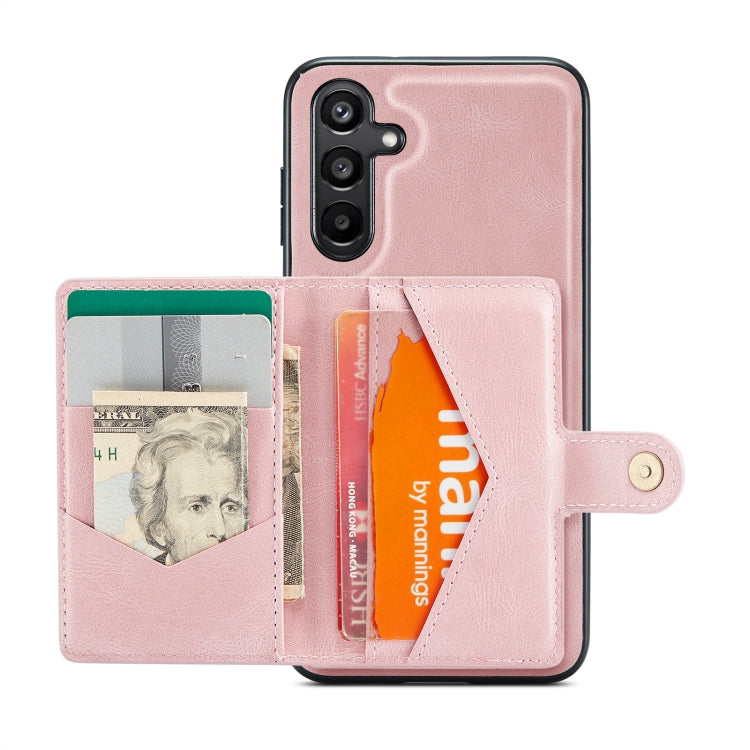 For Samsung Galaxy A15 5G JEEHOOD J01 Retro Magnetic Detachable Wallet Phone Case(Pink)
